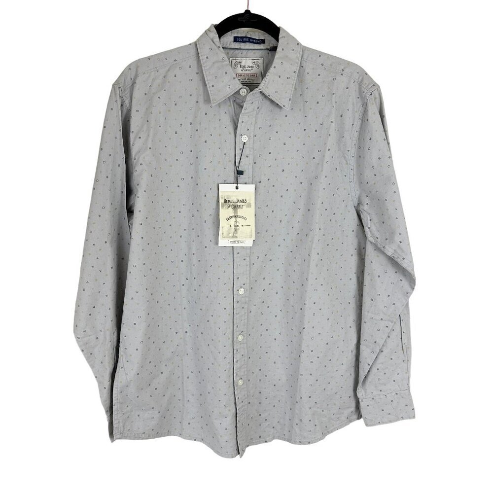 NWT Rebel James & Charli 100% Cotton Shirt‎ L Gray  Premium